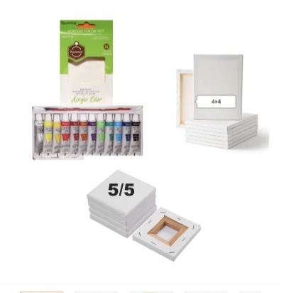 Combo package,keep smiling acrylic 6ml 12colors and (4/4),(5/5) canvas for painting