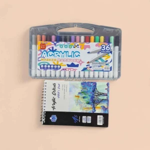 Acrylic Marker Combo Set – 36 Colors + Acrylic Color Pad 🖌️